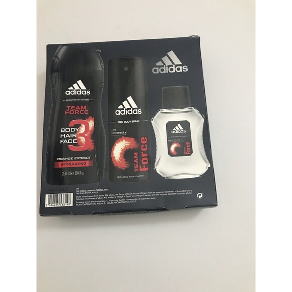 Adidas Team Force Set Of 3- EUA De Toilette Body Hair Face Gel & Deo Body Spray - Picture 8 of 10